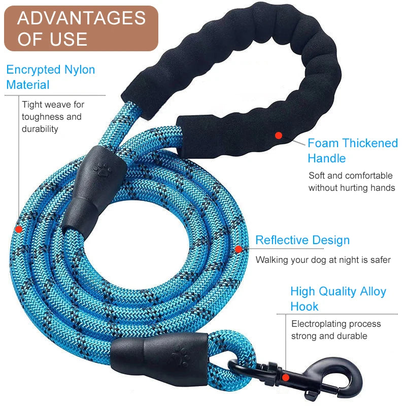 Heavy Duty Nylon Reflective Dog Leash by EverydayPaws